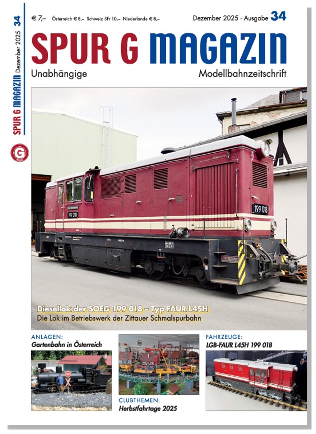 Cover Spur G Magazin Nr. 33 - August 2025 - Unser Titelbild zeigt "Volldampf" oder Dampfromantik mit einer IK und einer IV K auf der Pressnitztalbahn. 